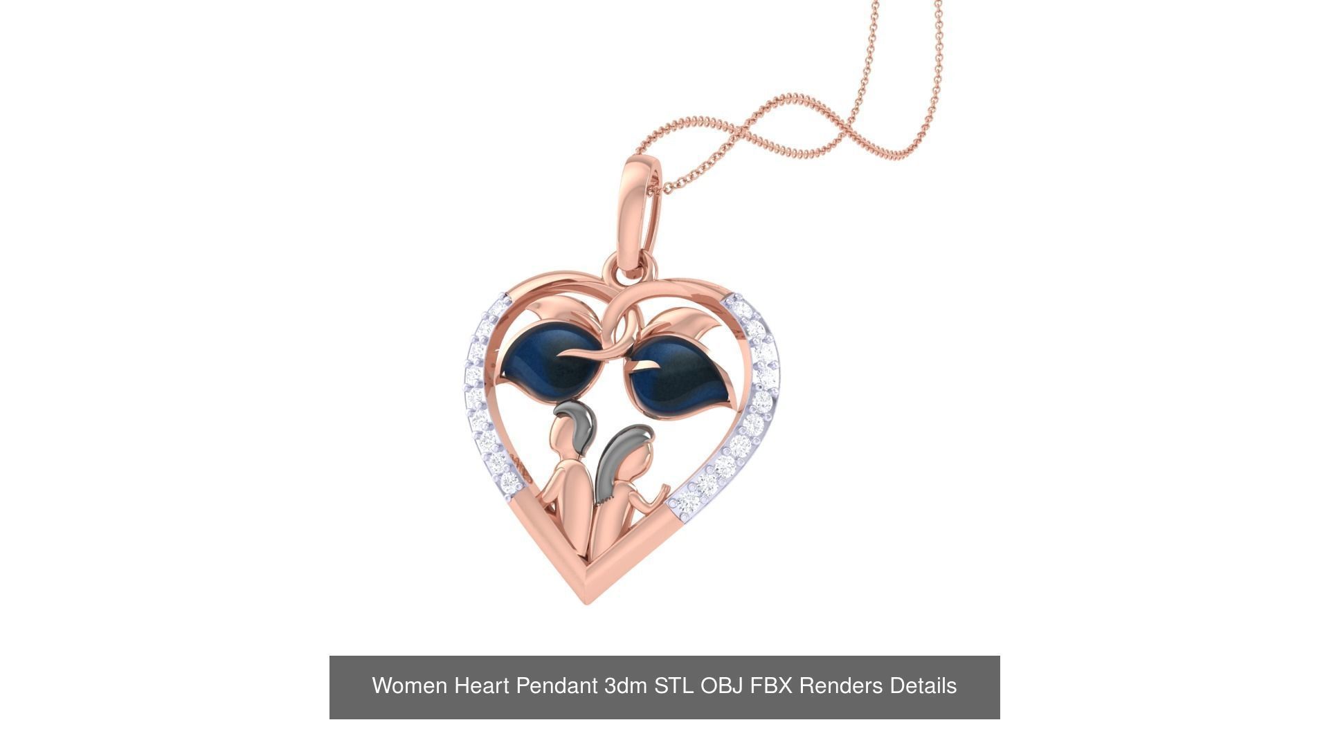 21 Women Heart Pendant 3dm STL OBJ FBX  Details Collection _16