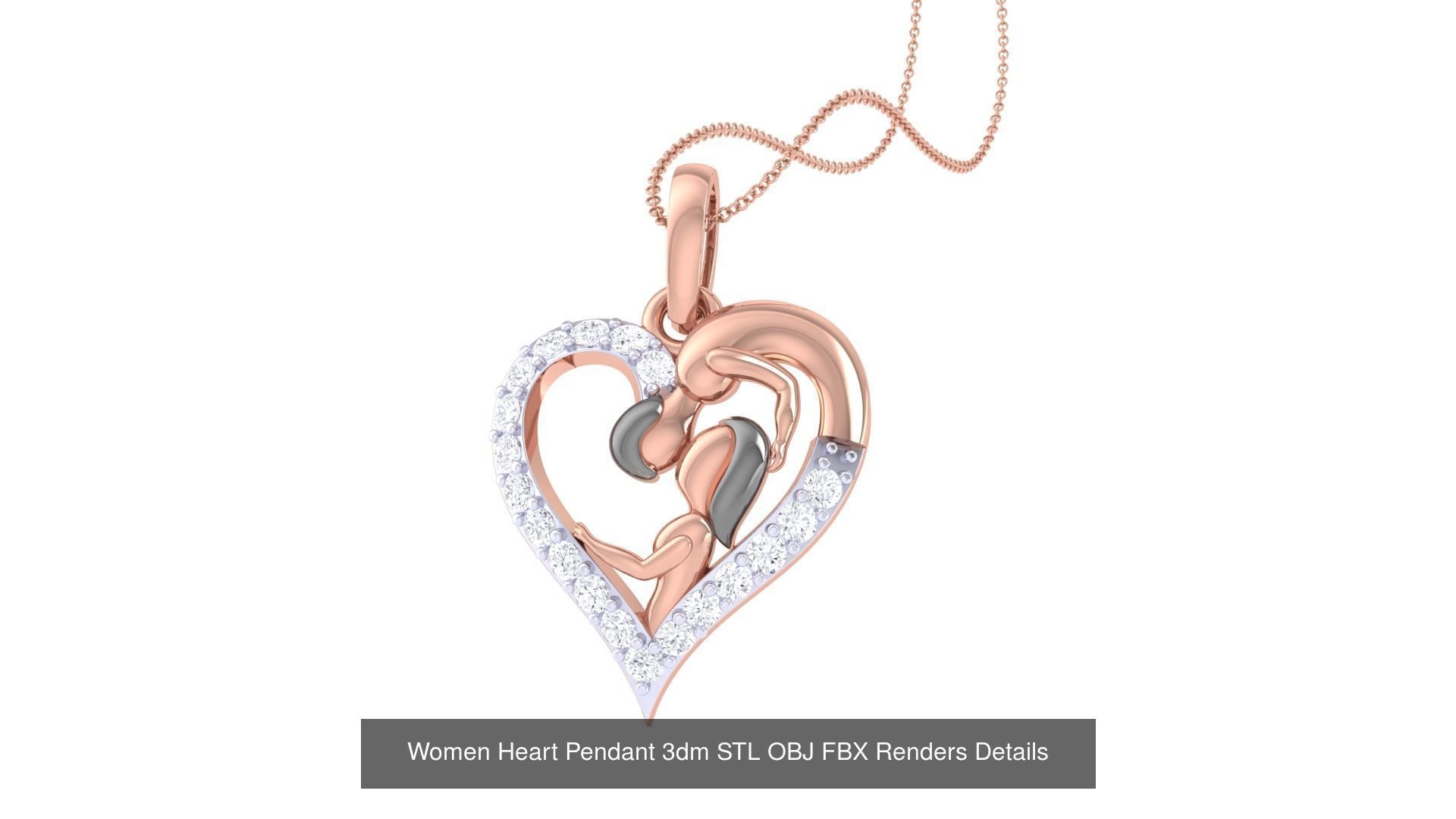 21 Women Heart Pendant 3dm STL OBJ FBX  Details Collection _22
