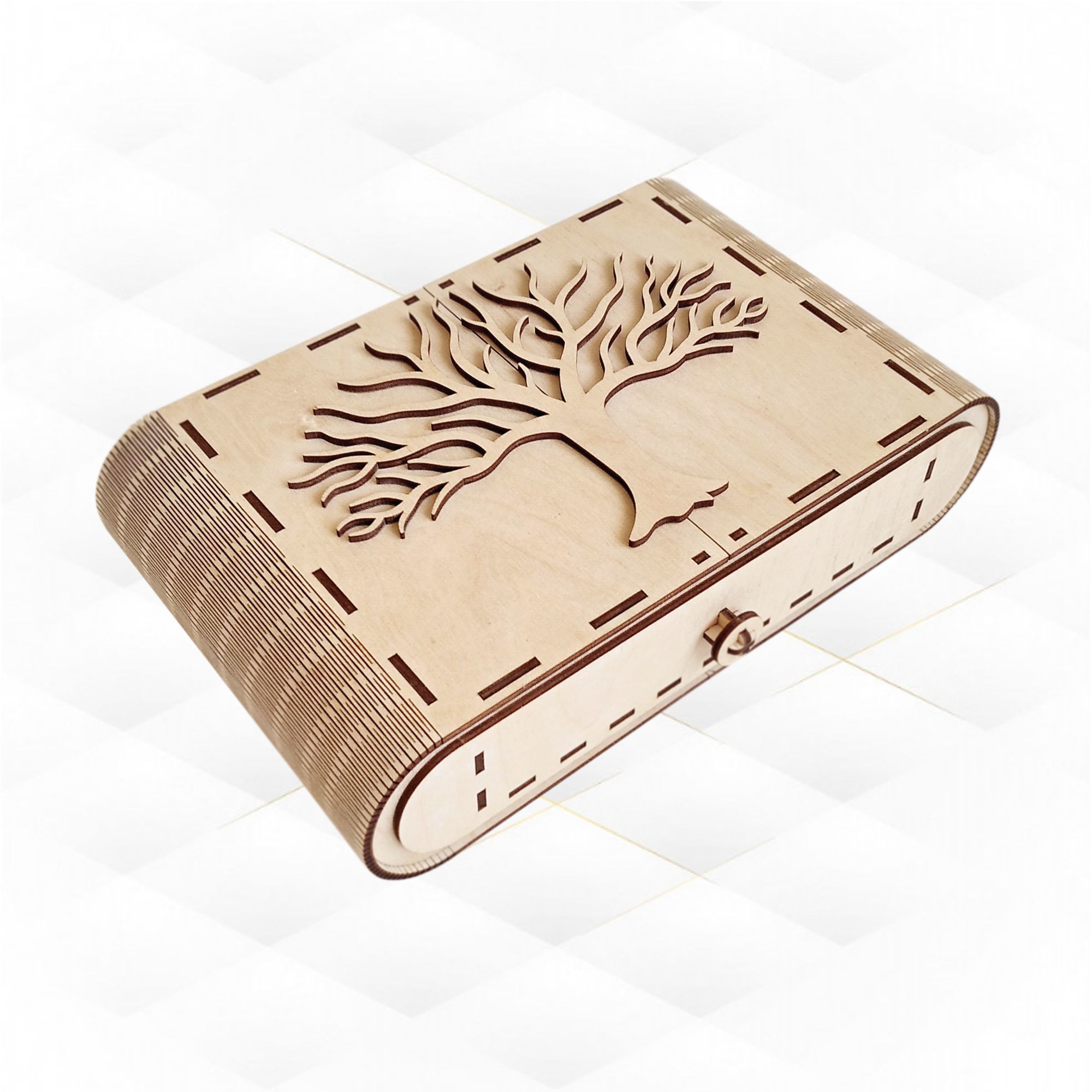 Box oval tree design for laser cut vector Svg dxf template 3D print model_4