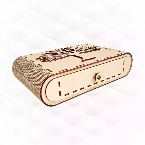 Box oval tree design for laser cut vector Svg dxf template