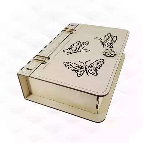 Gift box design laser cutting Butterfly pattern svg dxf files 