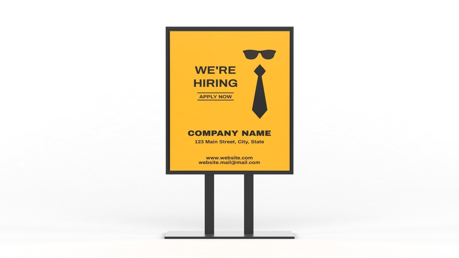 Billboard tall metal shelf 3D model_3