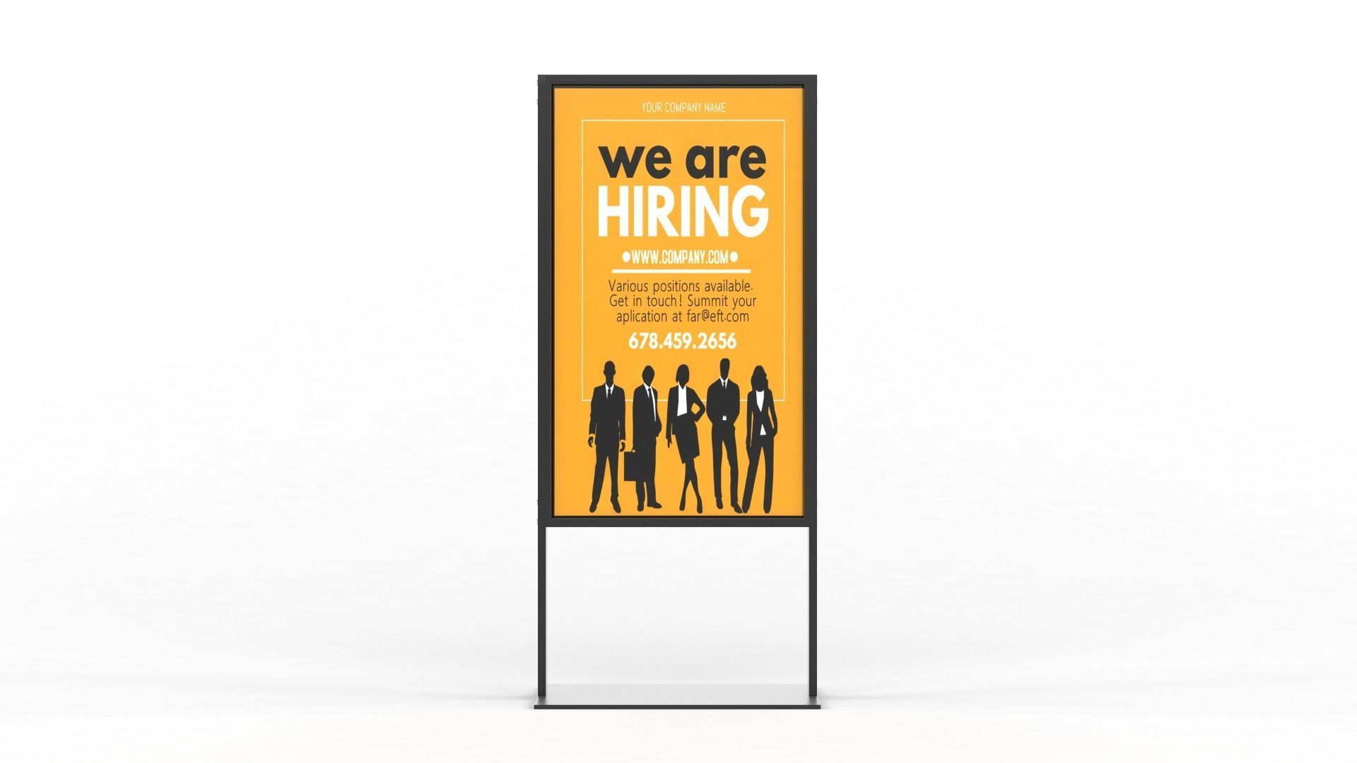 Billboard tall metal shelf 3D model_5