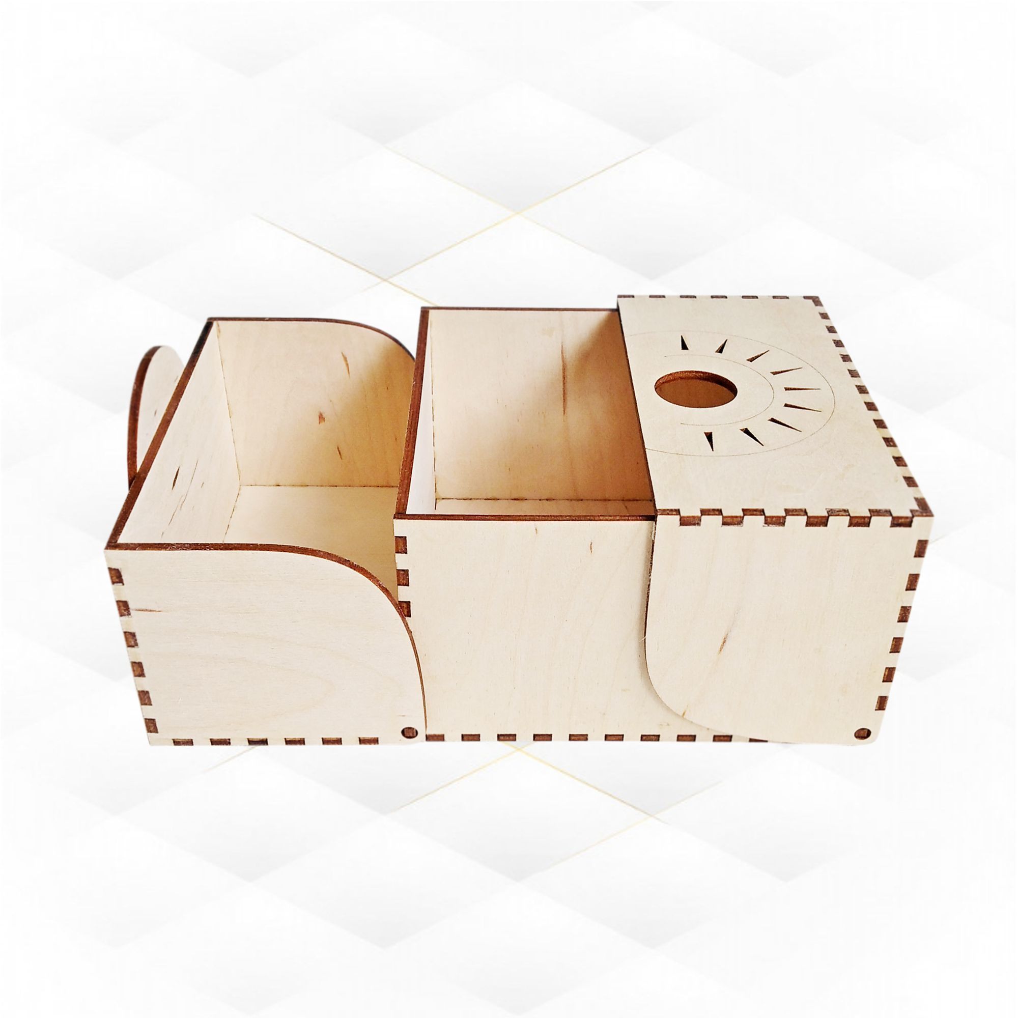 Gift box sun pattern design laser cut Jewelry box svg dxf files 3D print model_2