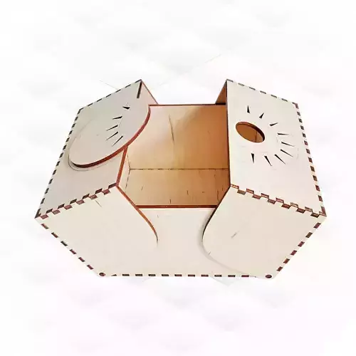 Gift box sun pattern design laser cut Jewelry box svg dxf files 3D print model