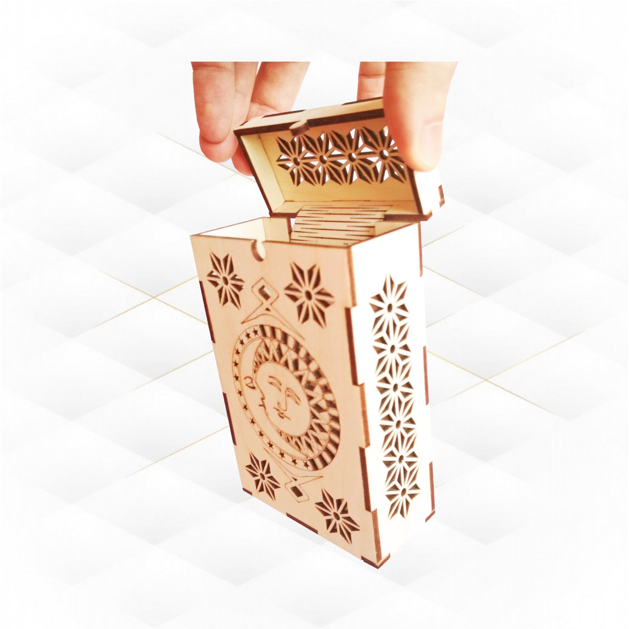 Case Tarot Cards design laser cutting Engraving pattern svg 3D print model_3
