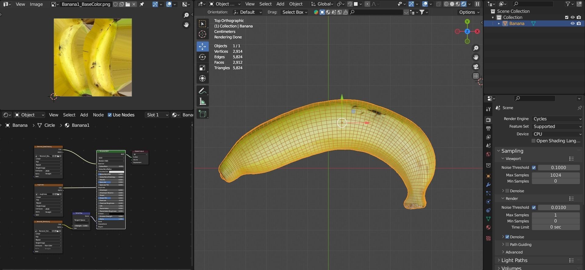 Banana realistic style1 Low-poly 3D model_15