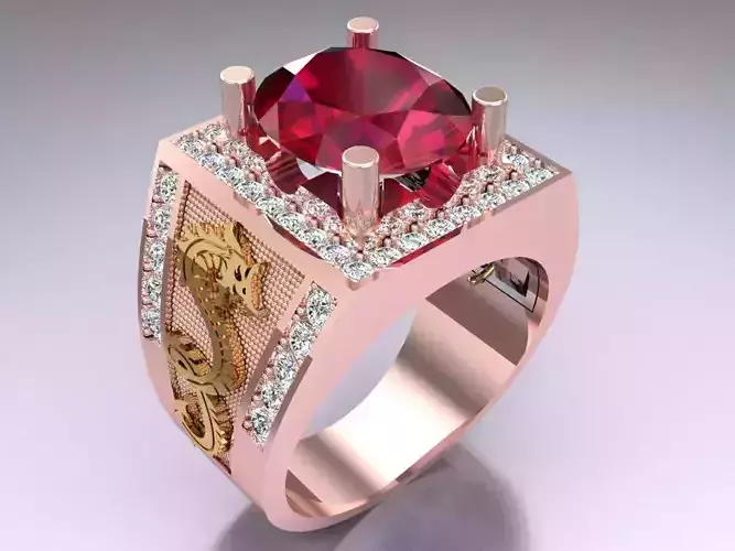 Dragon Ring - Oval stone Ring - N1056