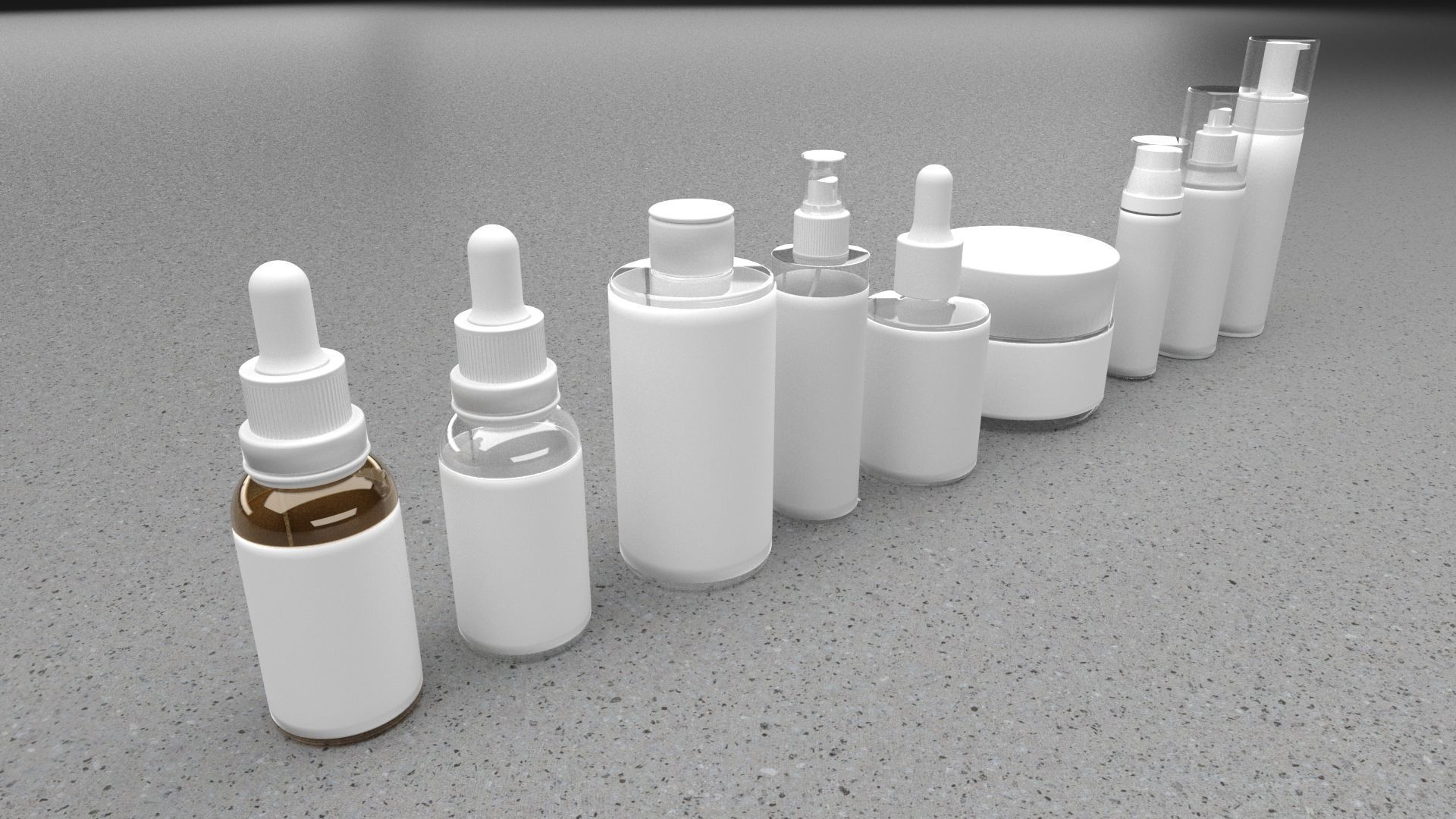 Cosmetic Bottle And Tube Set 3D model_2