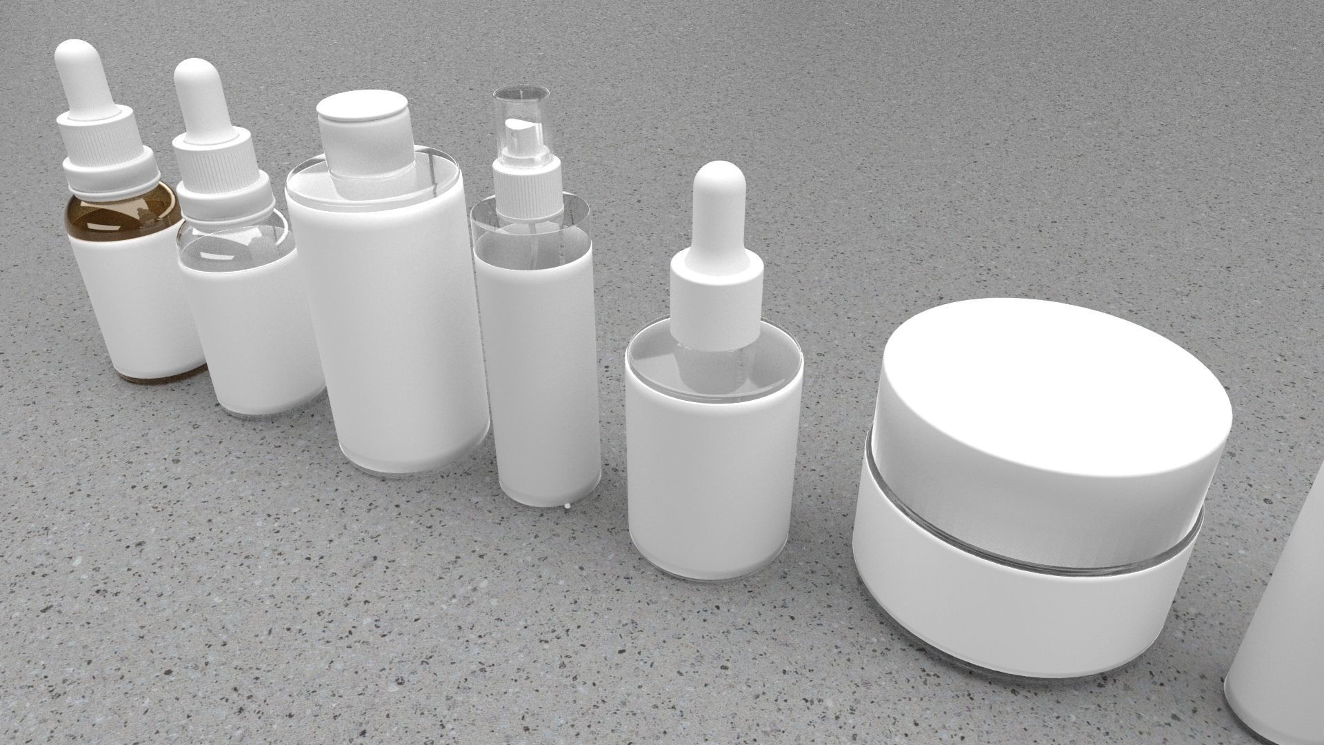 Cosmetic Bottle And Tube Set 3D model_1