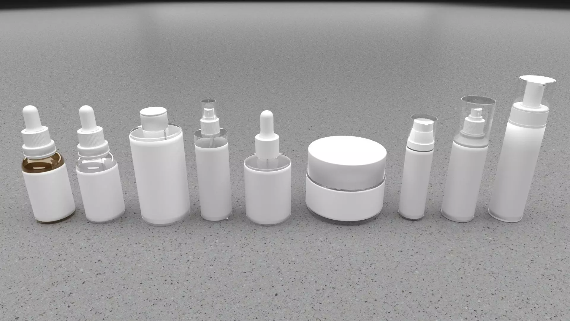 Cosmetic Bottle And Tube Set 3D model_0