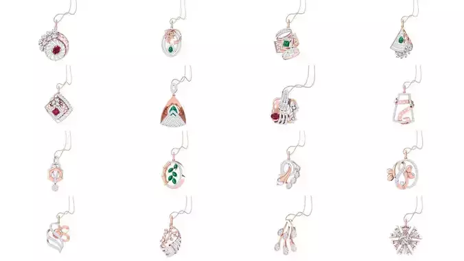 90 Women Pendants 3dm STL OBJ FBX Renders Details Collection