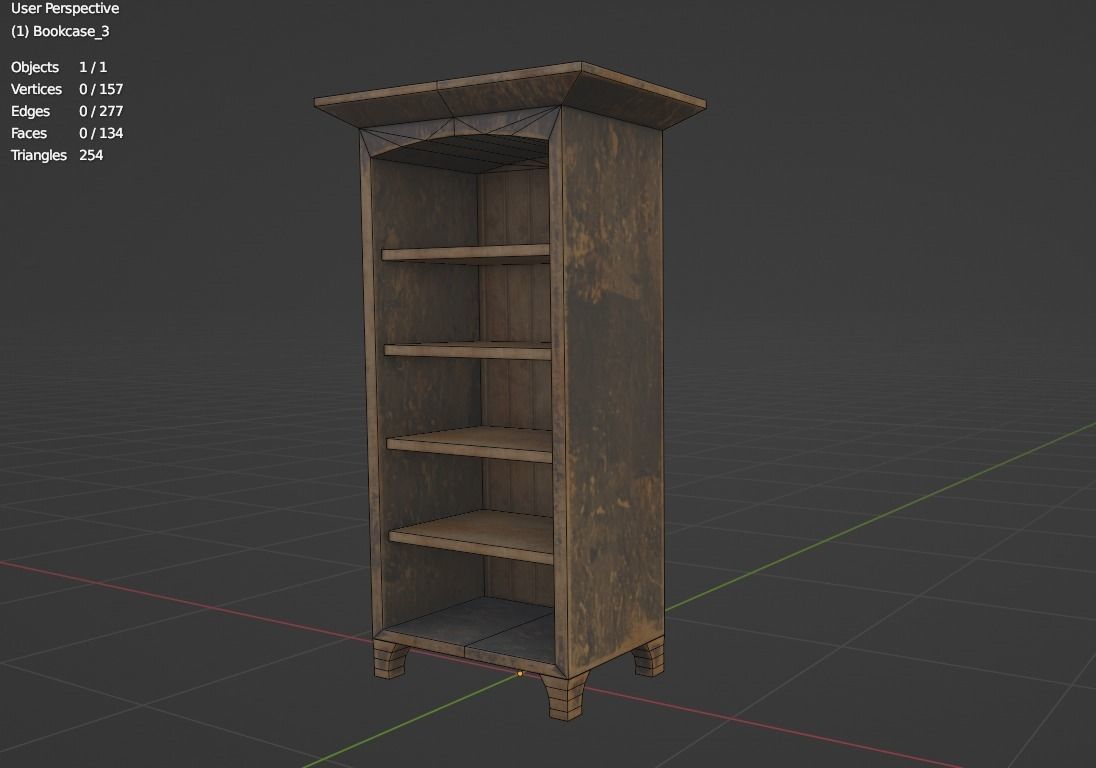 Bookcase simple Low-poly 3D model_3
