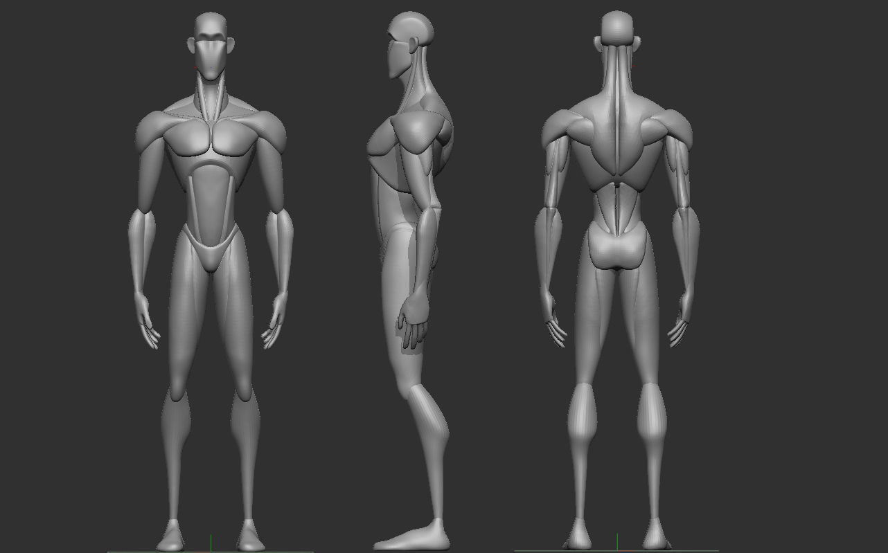 3d Clean Male Blockout No1 3D model_7