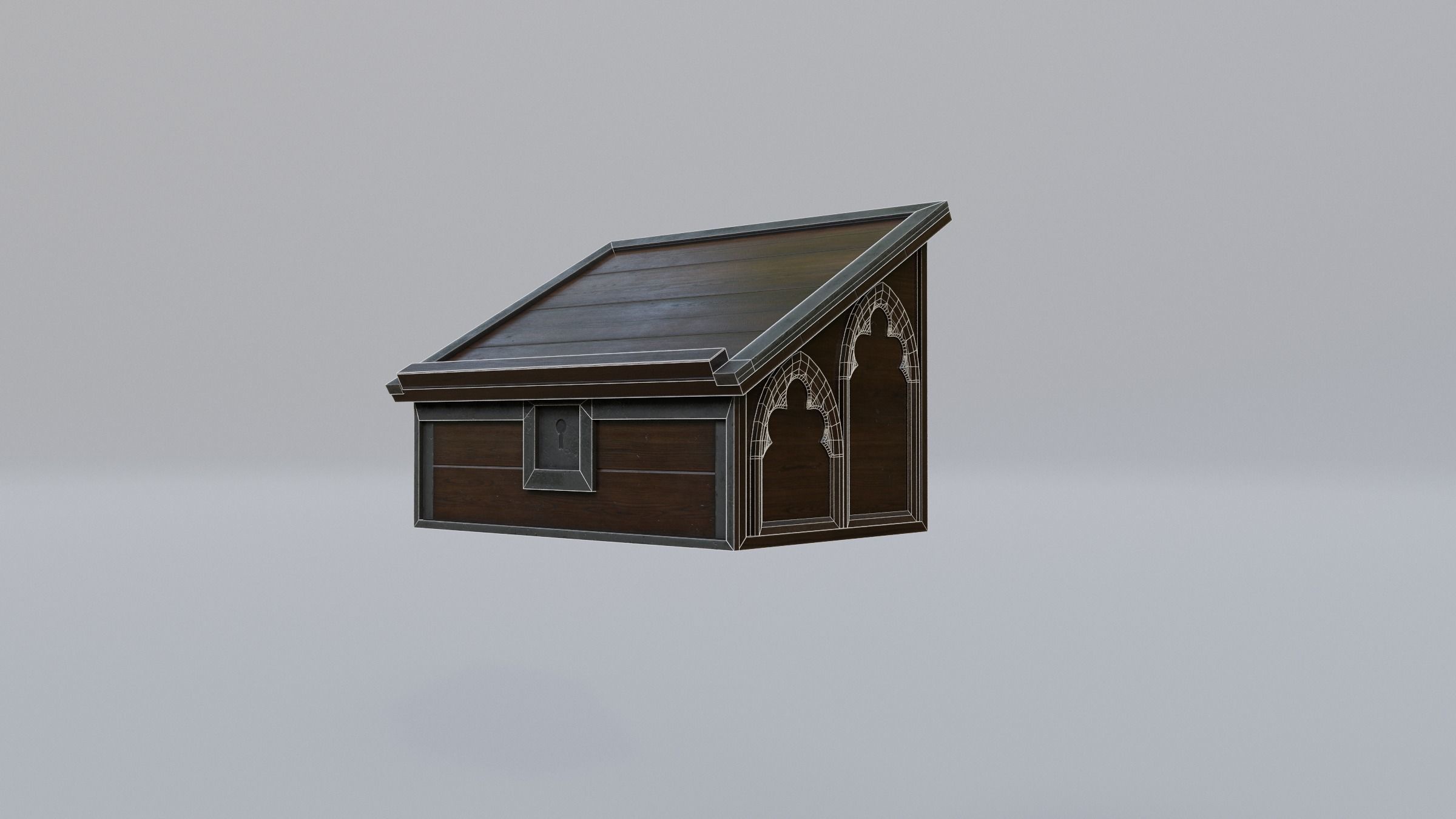 Bookstand 1 wooden box Low-poly 3D model_2