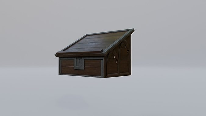 Bookstand 1 wooden box Low-poly 3D model
