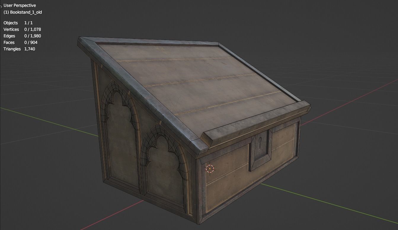 Bookstand 1 wooden box Low-poly 3D model_3