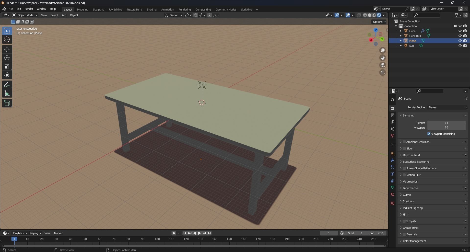 Science lab table Free low-poly 3D model_1