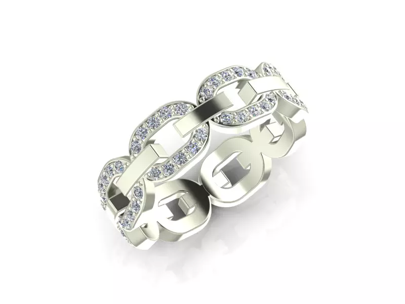 Chain Ring with gemstones 3D print model_0