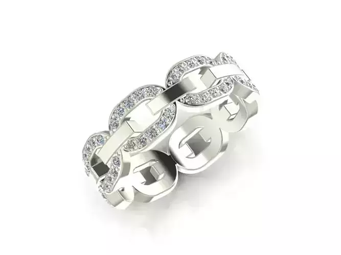 Chain Ring with gemstones