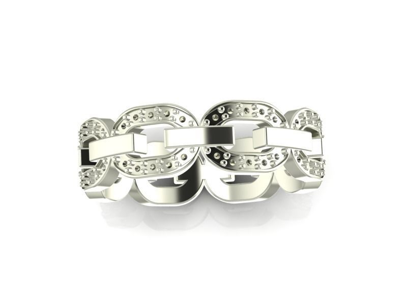 Chain Ring with gemstones 3D print model_4