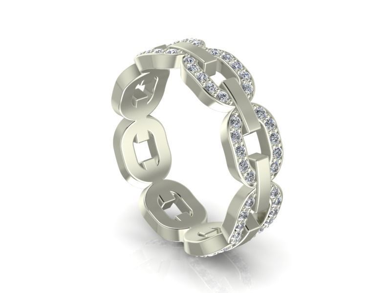 Chain Ring with gemstones 3D print model_2