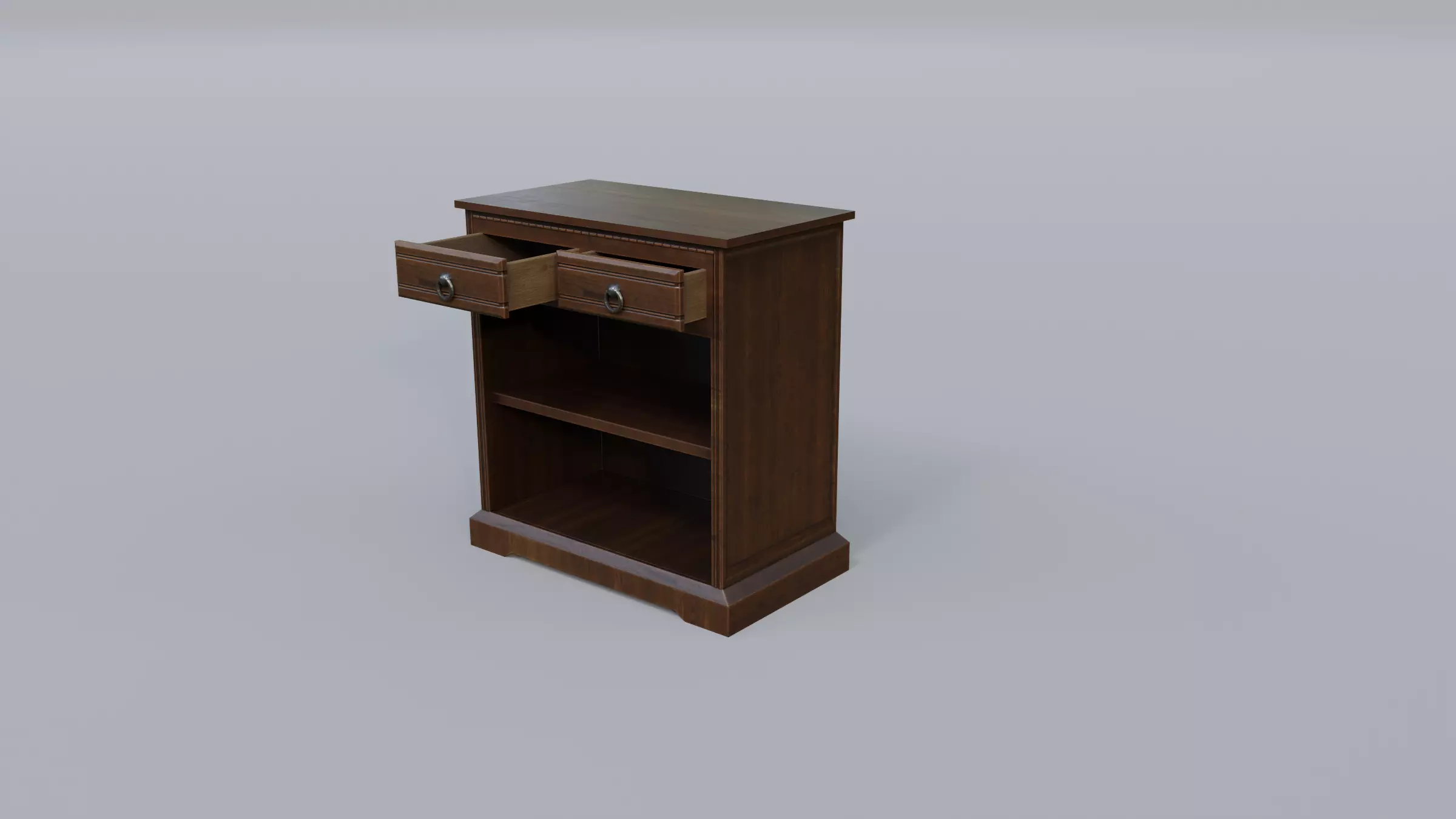 Cabinet 3 wooden nightstand with two drawers Low-poly 3D model_0