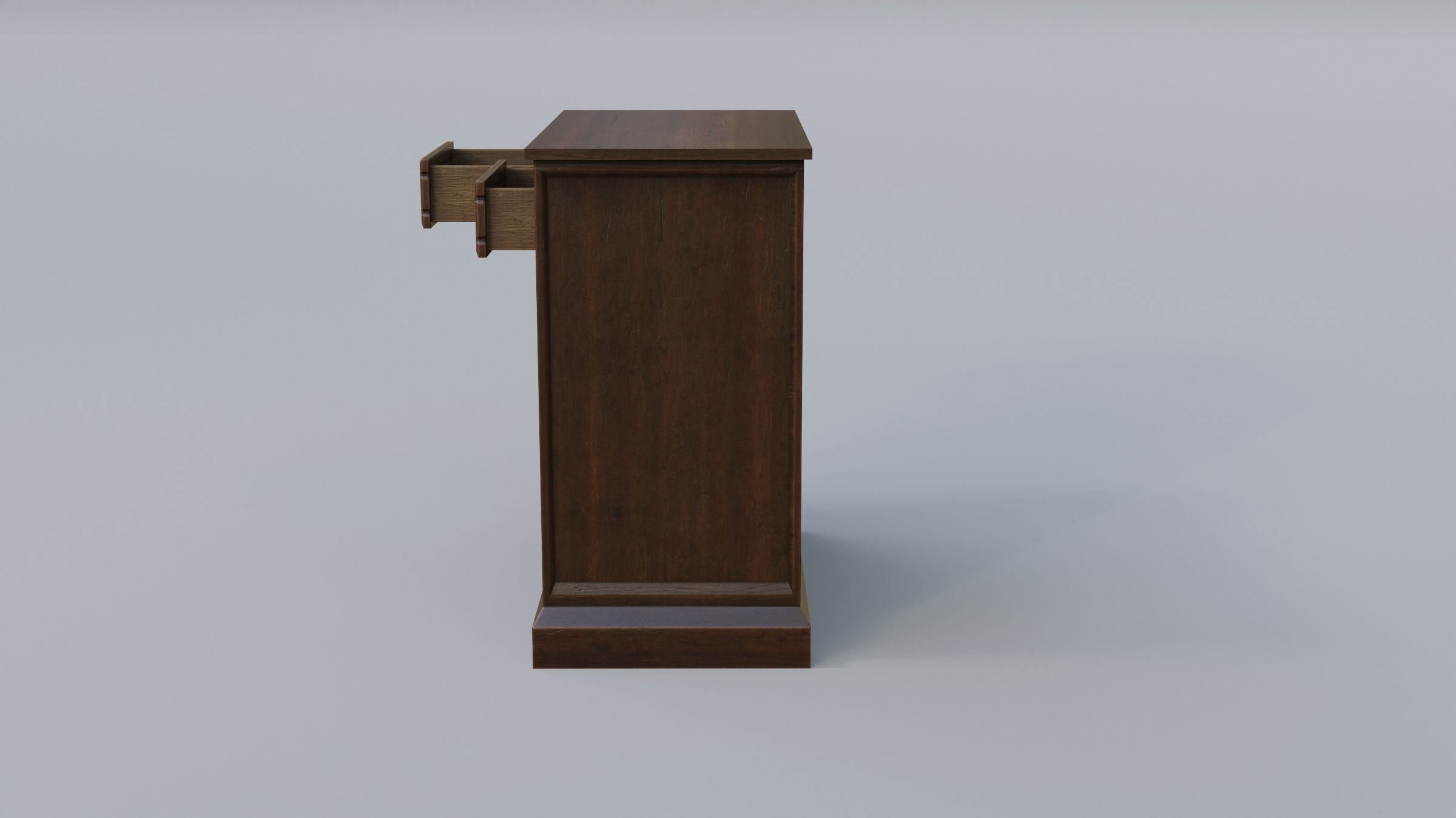 Cabinet 3 wooden nightstand with two drawers Low-poly 3D model_10