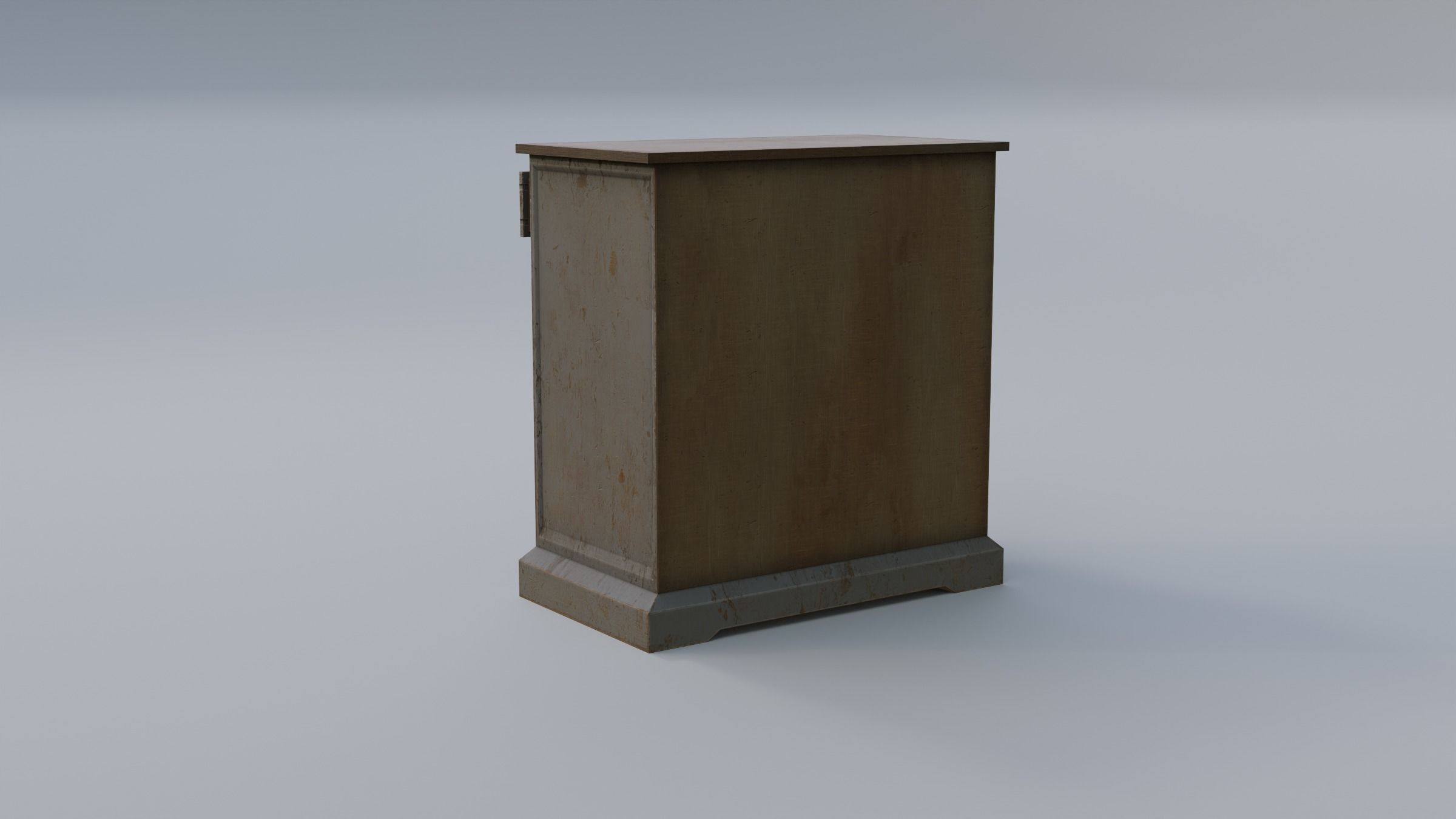 Cabinet 3 wooden nightstand with two drawers Low-poly 3D model_6