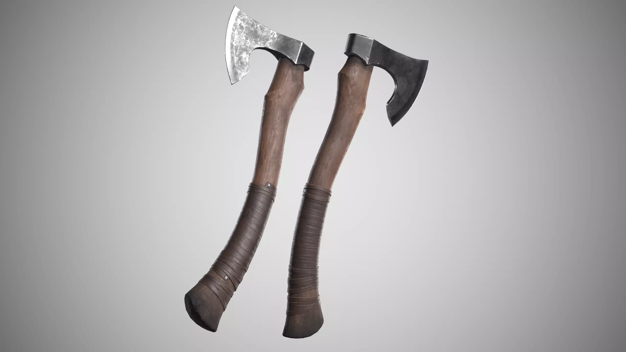 Curved Axe Low-poly 3D model_0