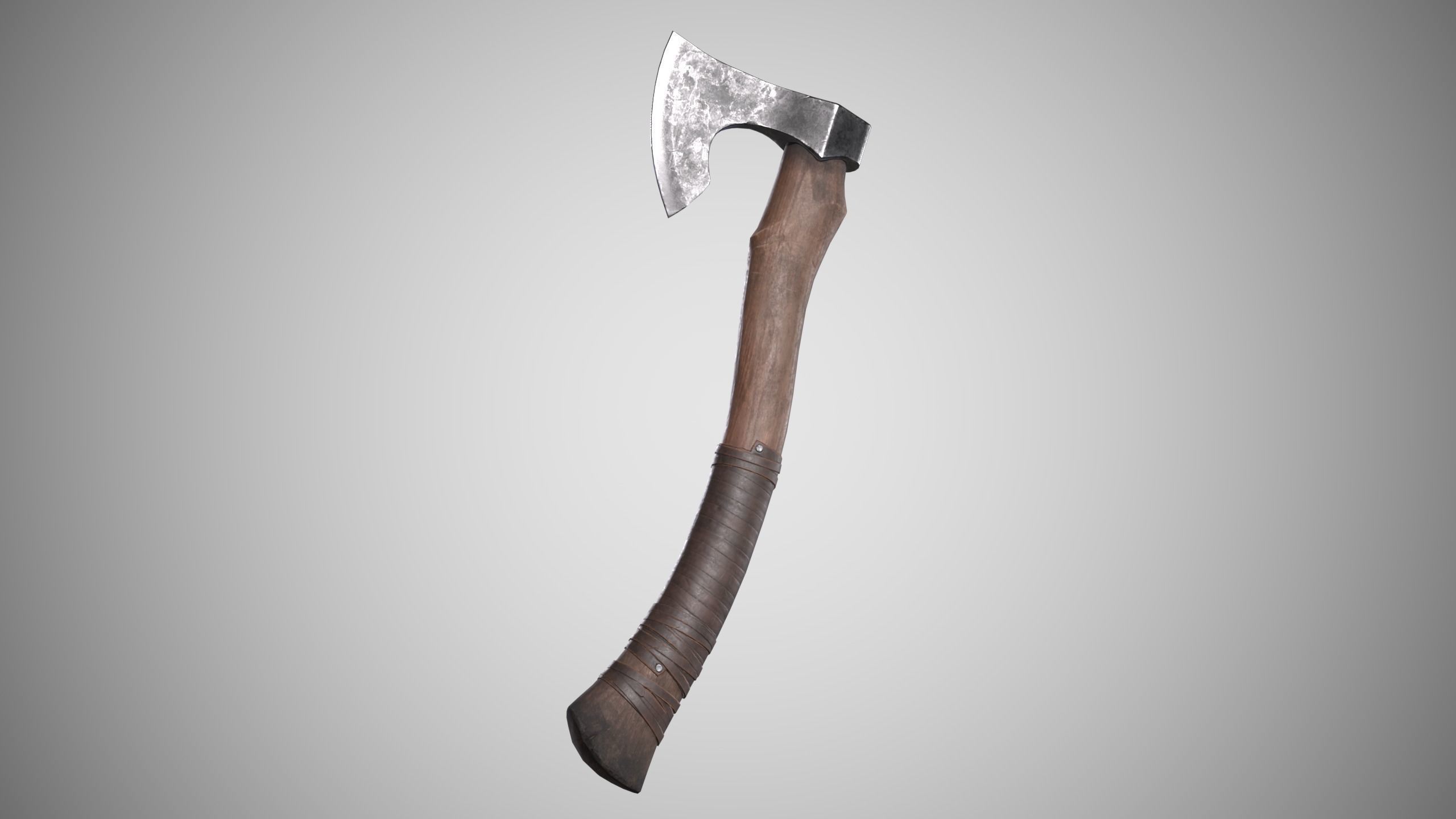 Curved Axe Low-poly 3D model_1