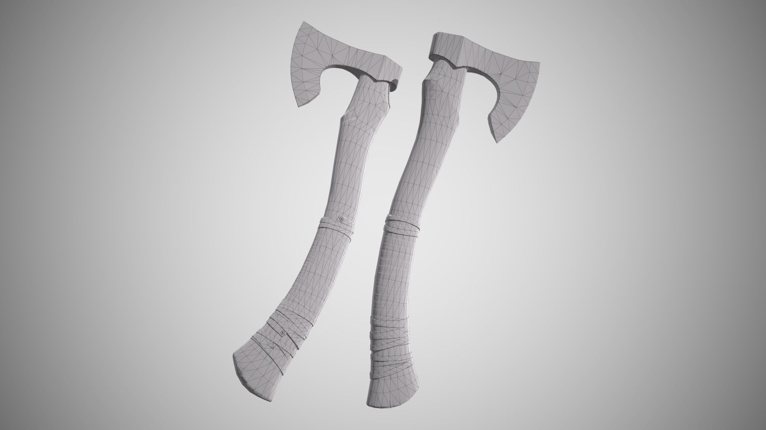 Curved Axe Low-poly 3D model_8