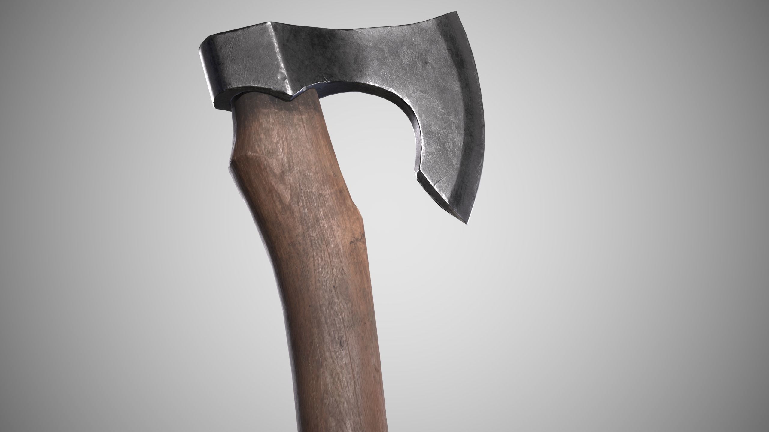 Curved Axe Low-poly 3D model_4