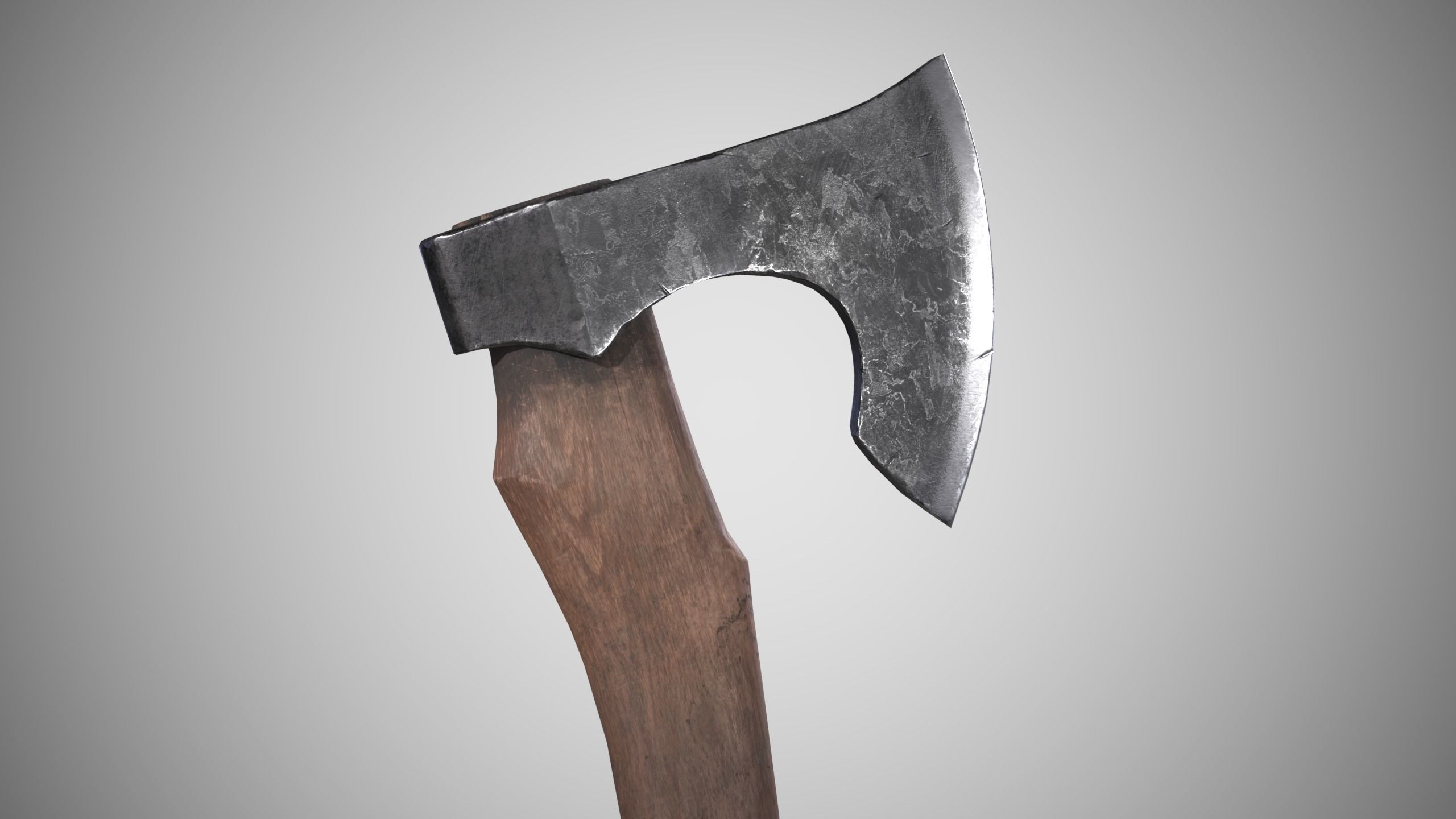 Curved Axe Low-poly 3D model_3