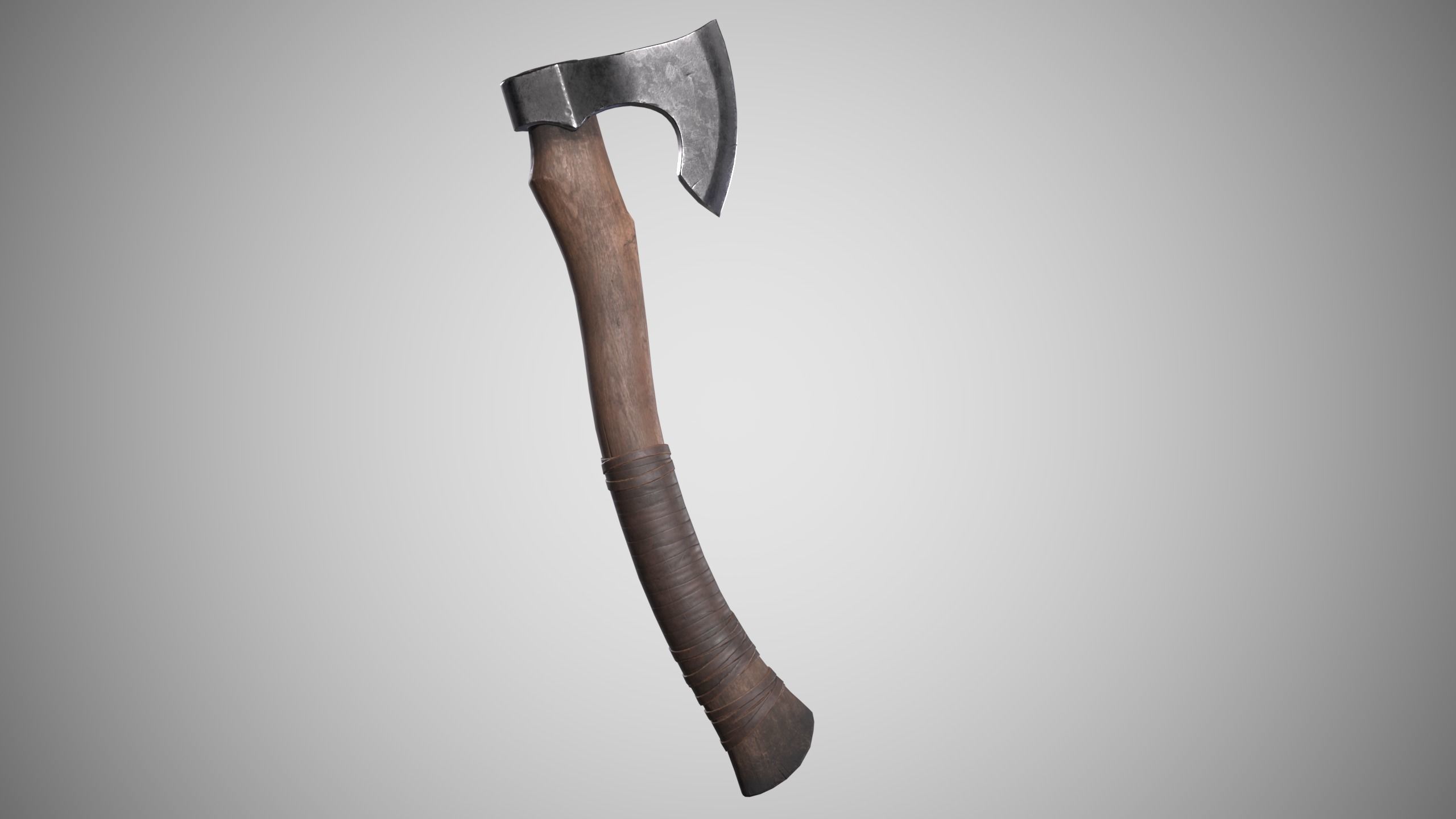 Curved Axe Low-poly 3D model_2