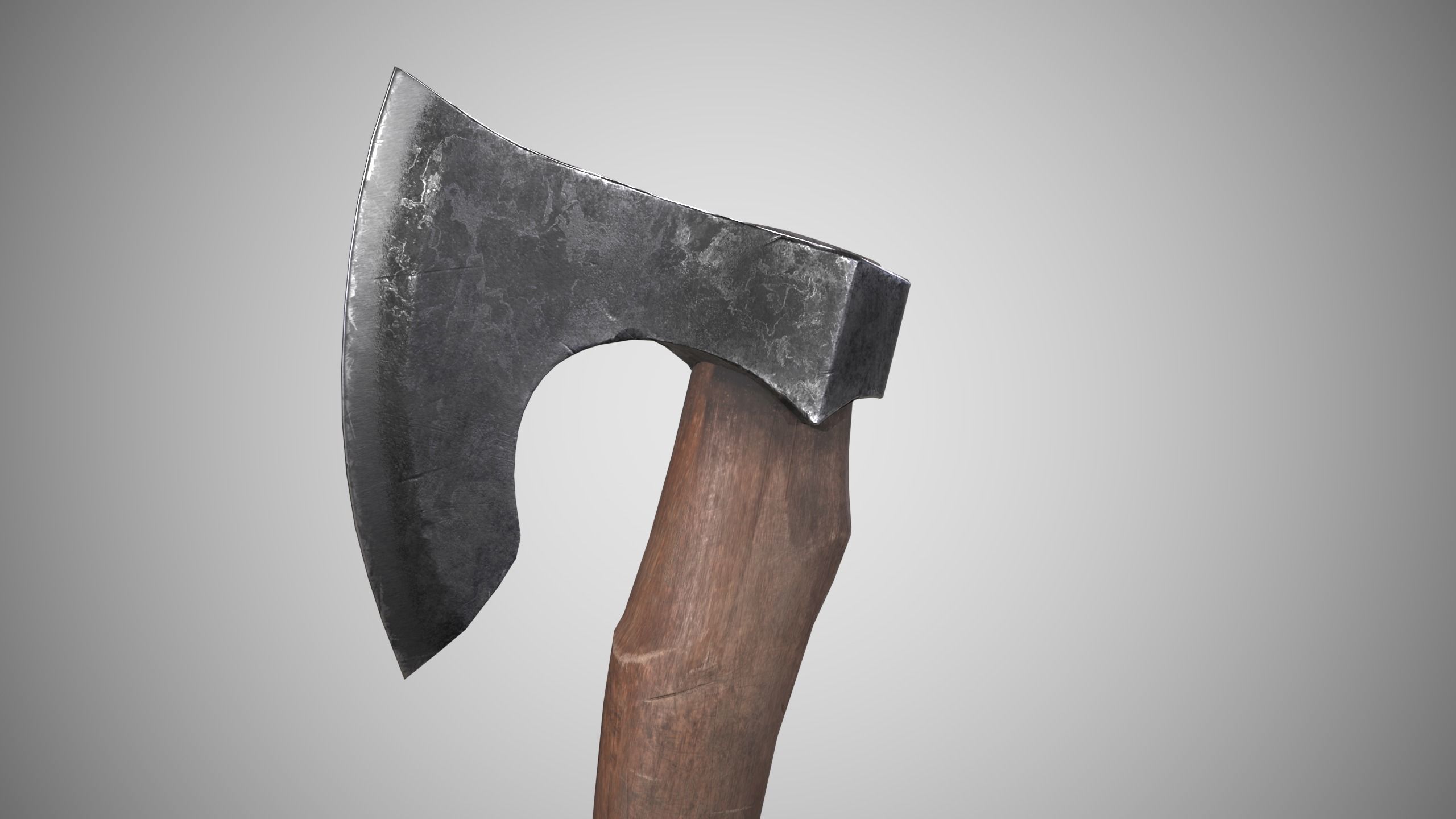 Curved Axe Low-poly 3D model_5