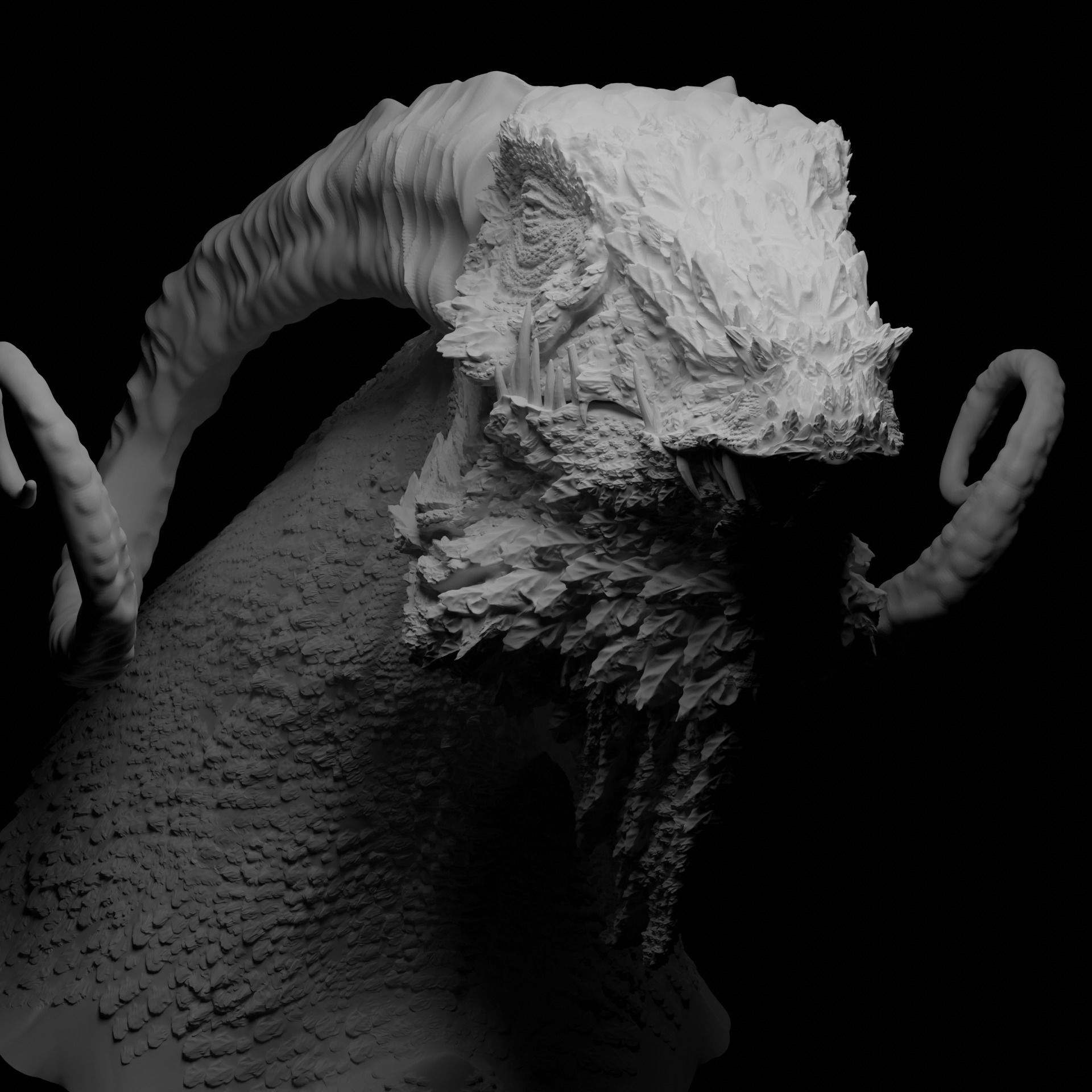 Ancient Dragon Bust 3D print model_1