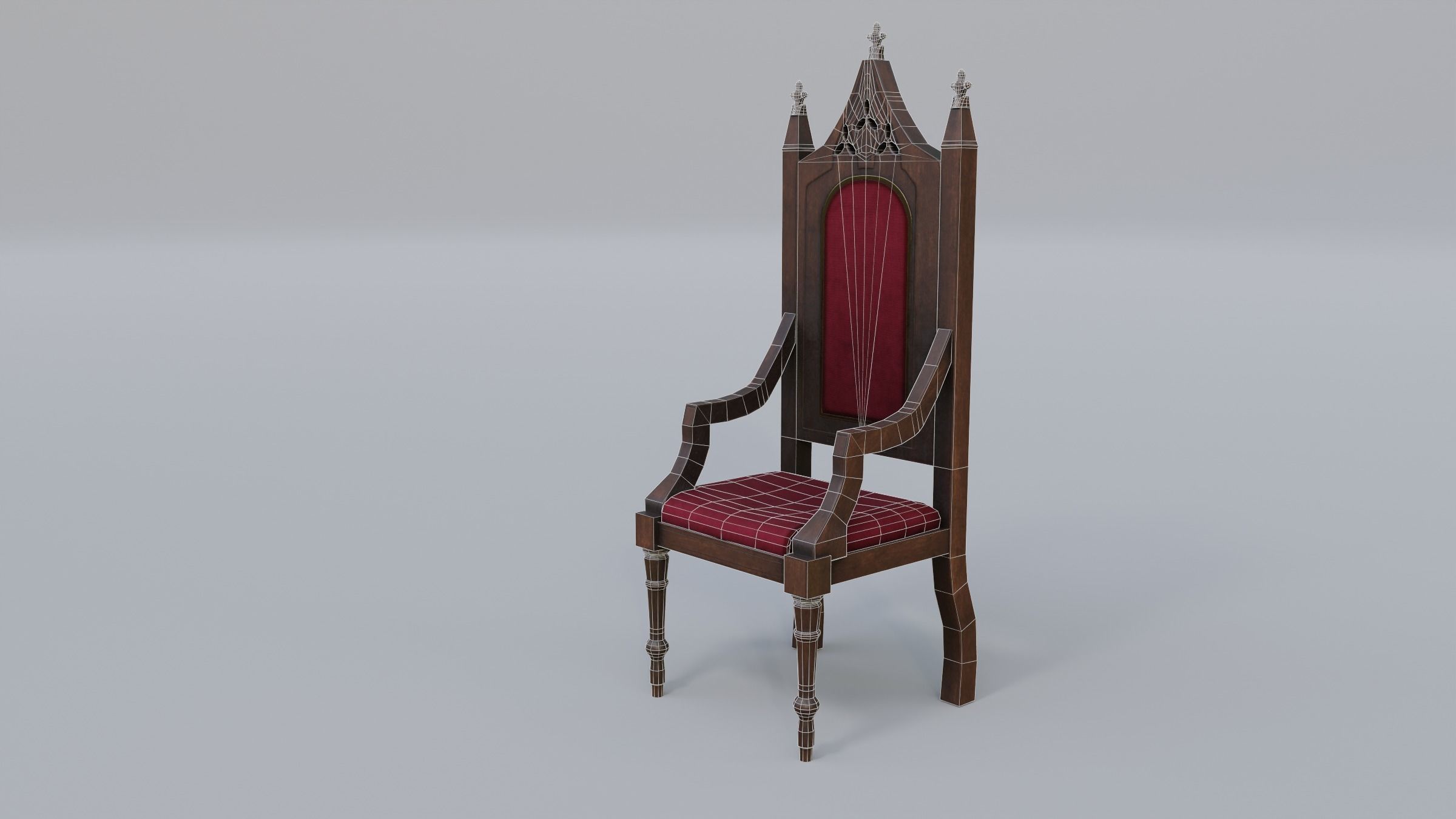 Throne 1 Low-poly 3D model_2