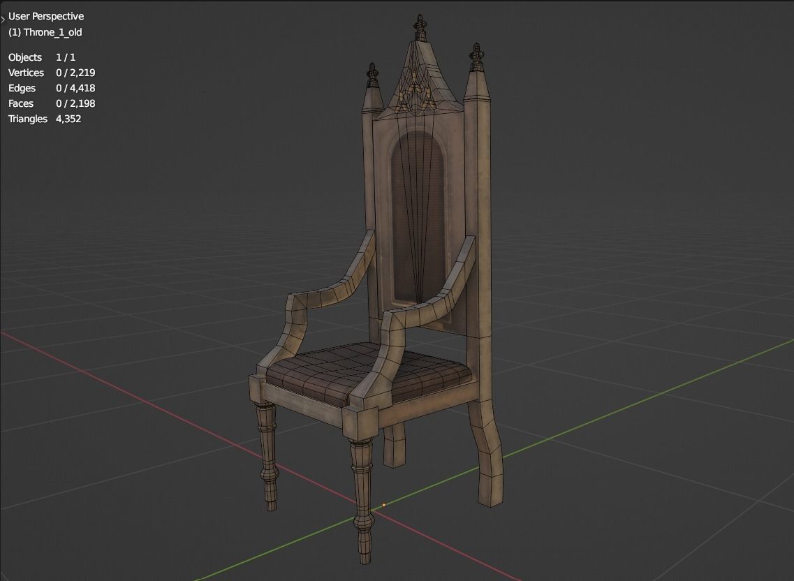 Throne 1 Low-poly 3D model_3