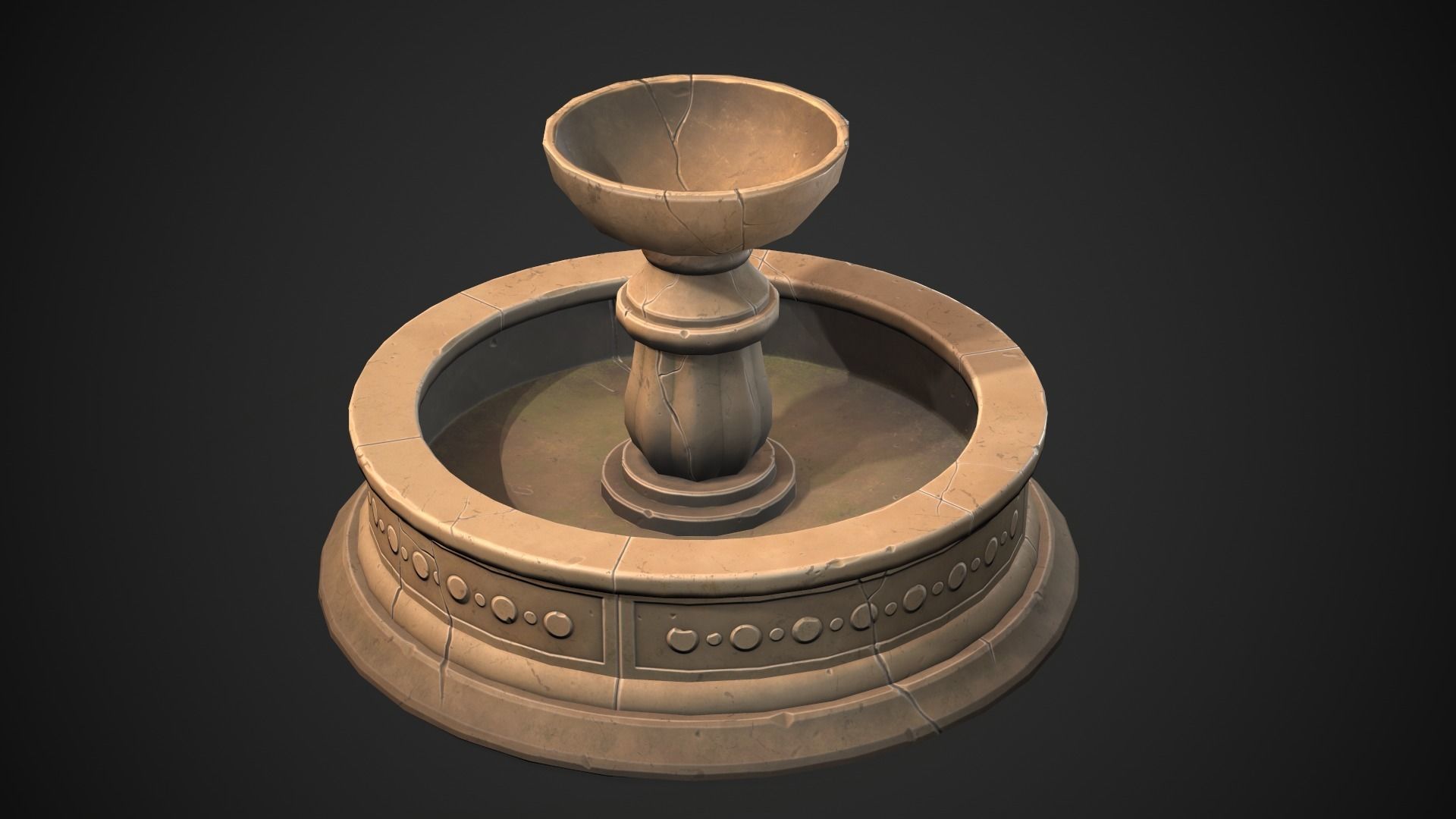 Stylized fountain Low-poly 3D model_1