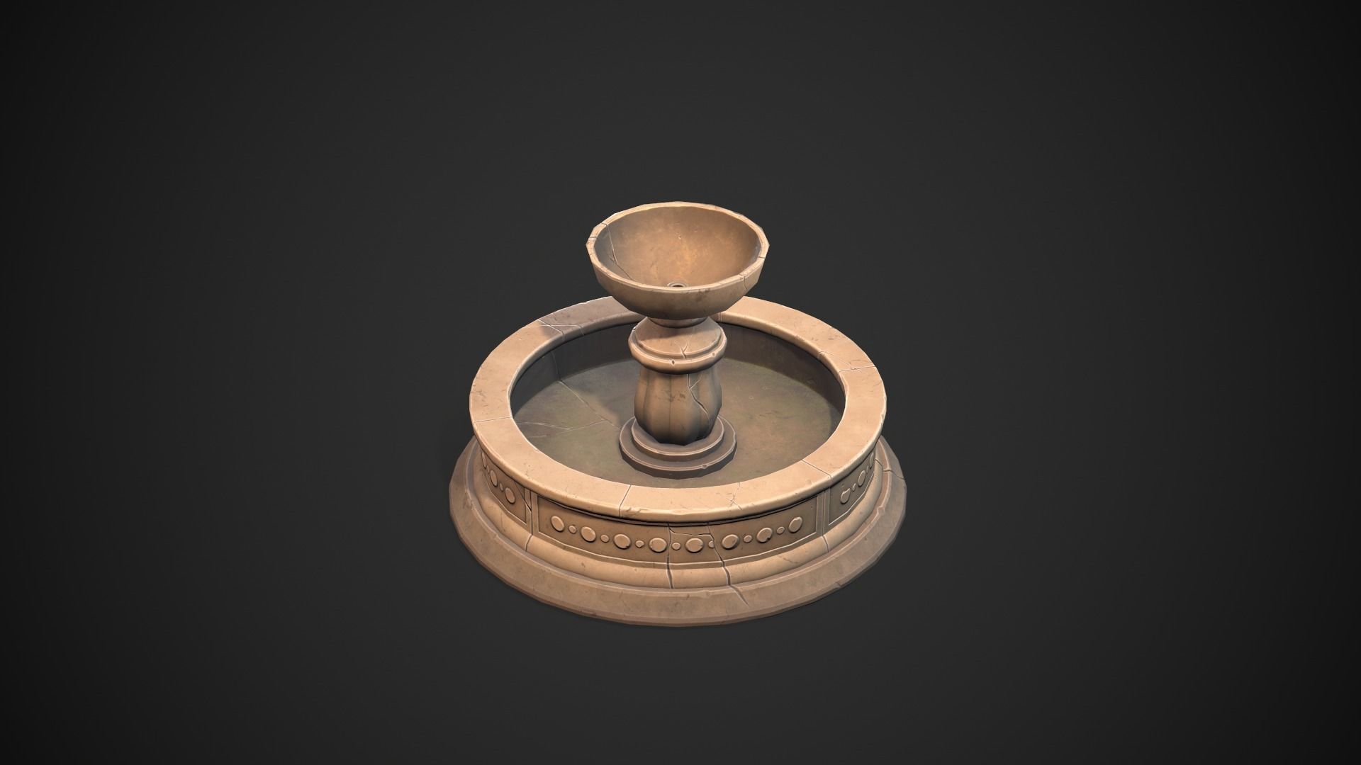 Stylized fountain Low-poly 3D model_6