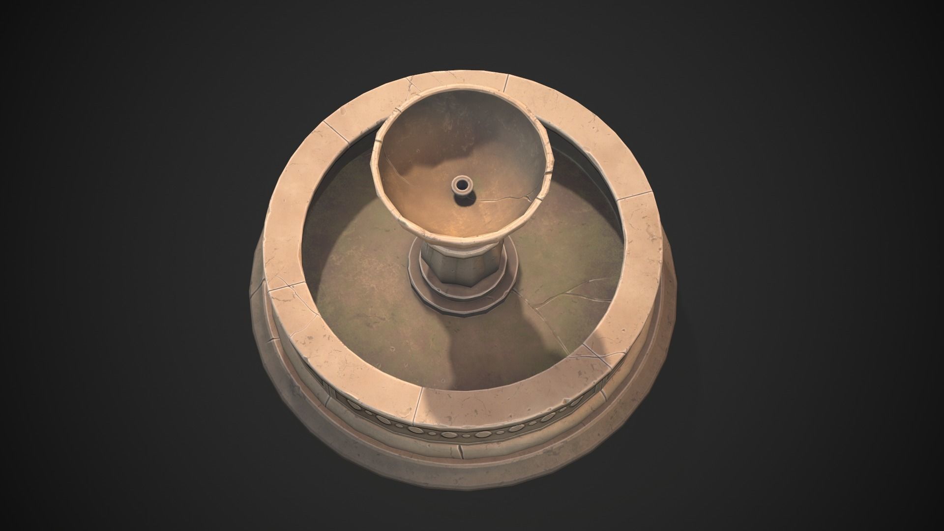 Stylized fountain Low-poly 3D model_9