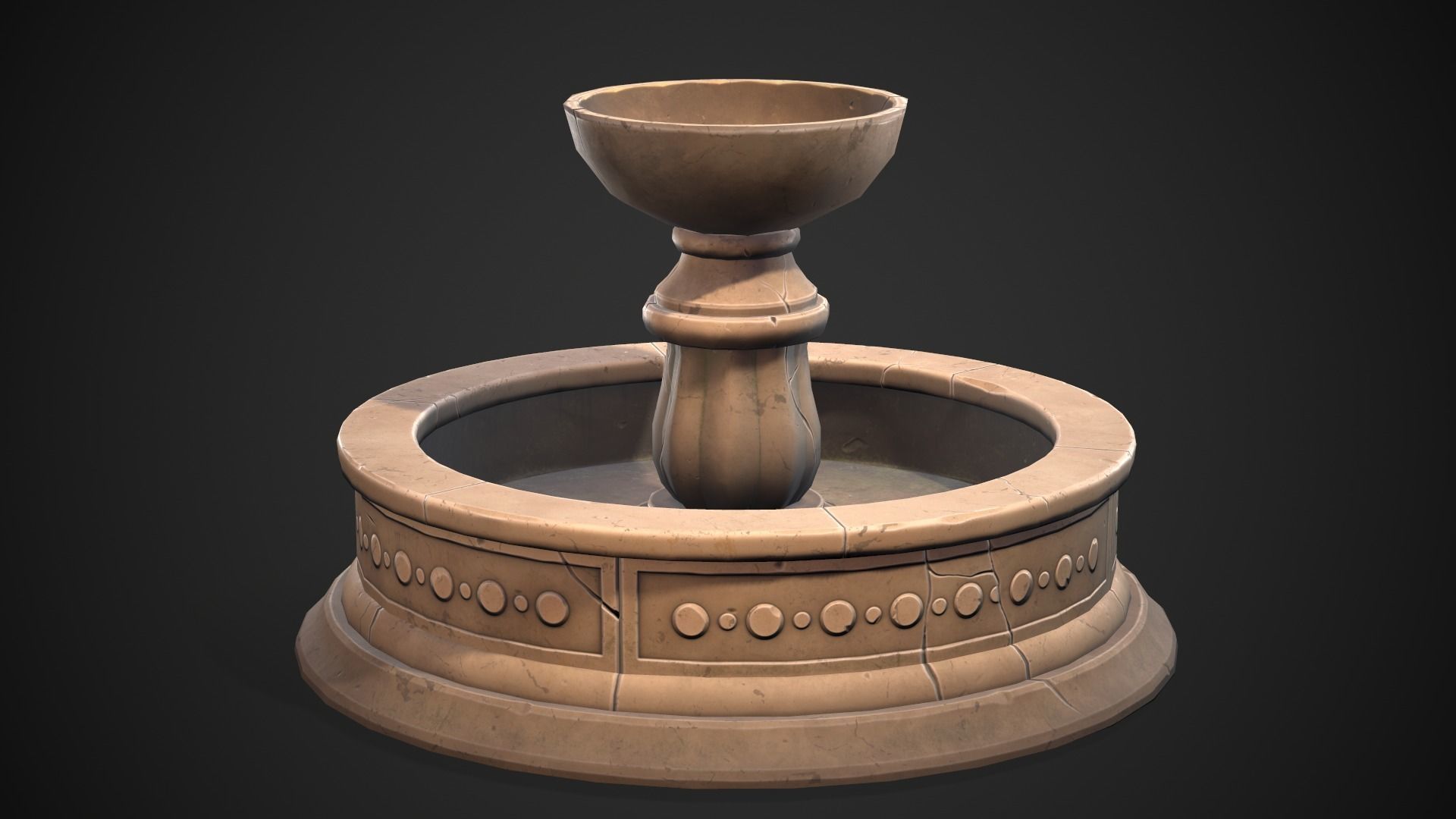 Stylized fountain Low-poly 3D model_5