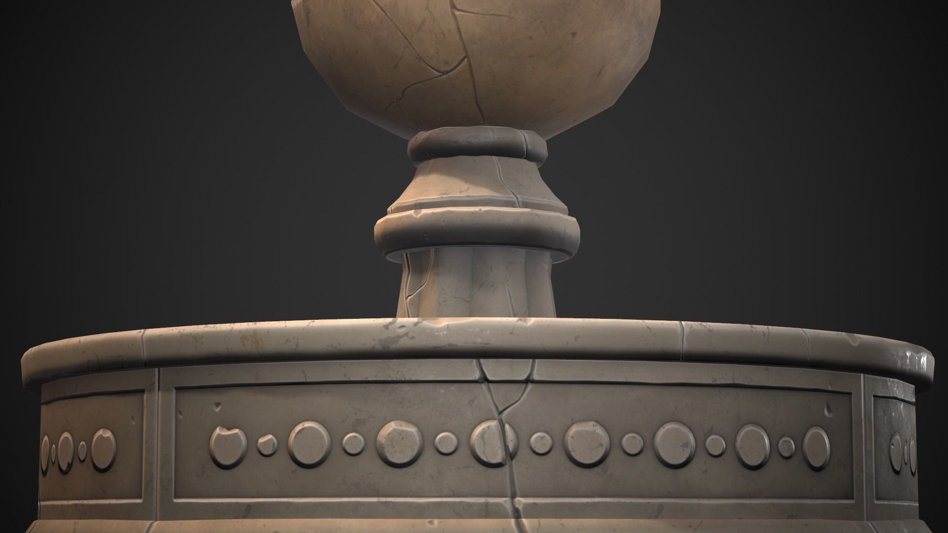 Stylized fountain Low-poly 3D model_8