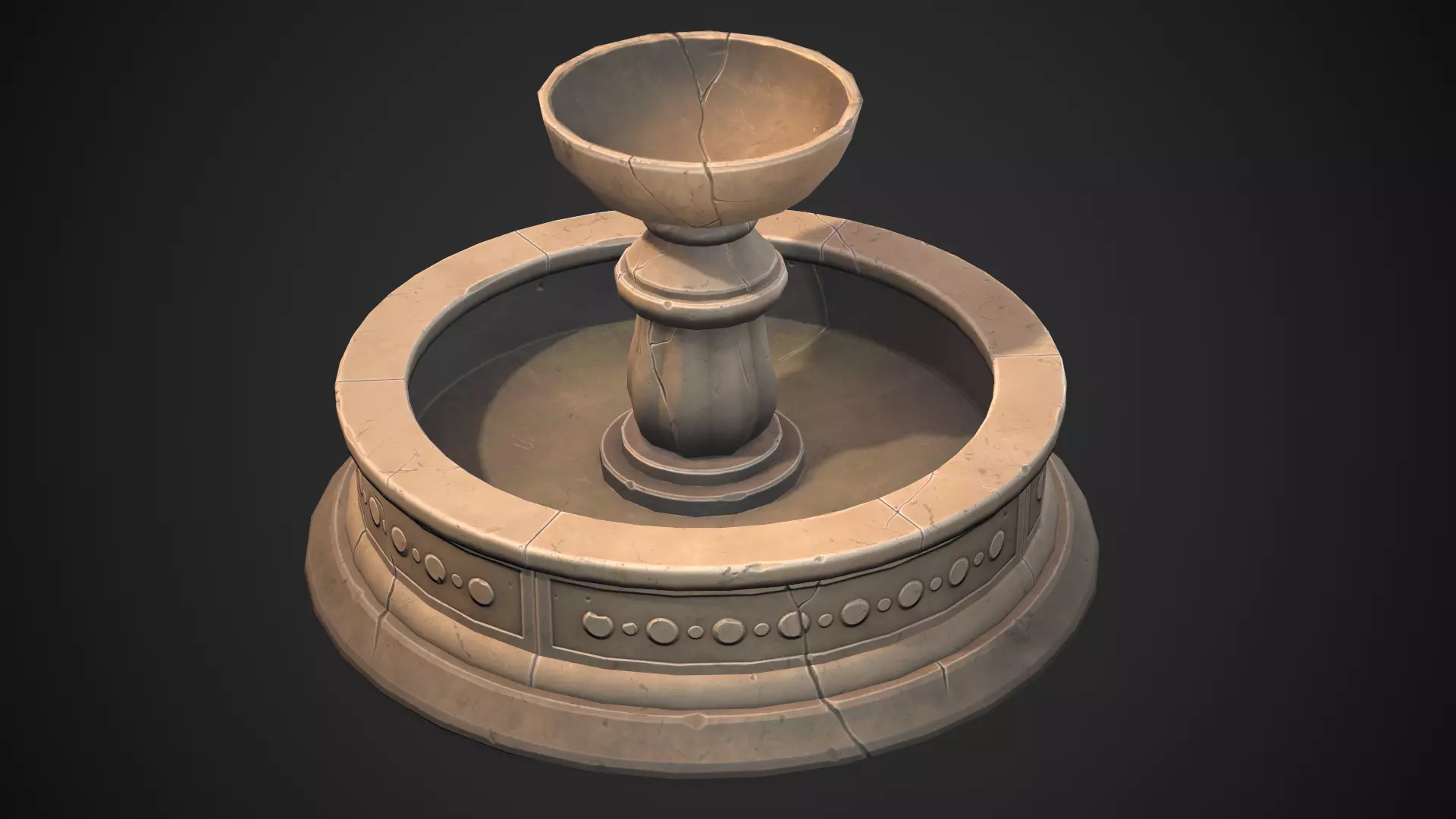 Stylized fountain Low-poly 3D model_0