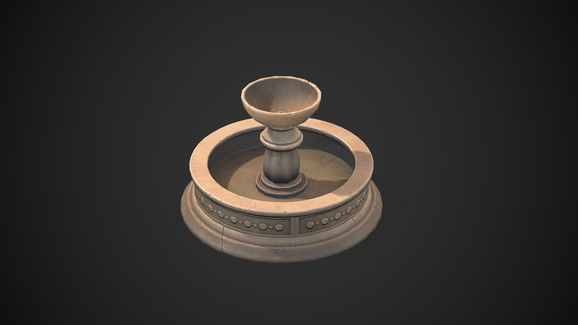 Stylized fountain Low-poly 3D model_7