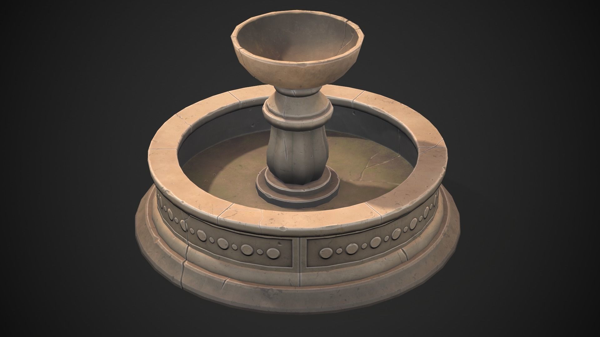 Stylized fountain Low-poly 3D model_4