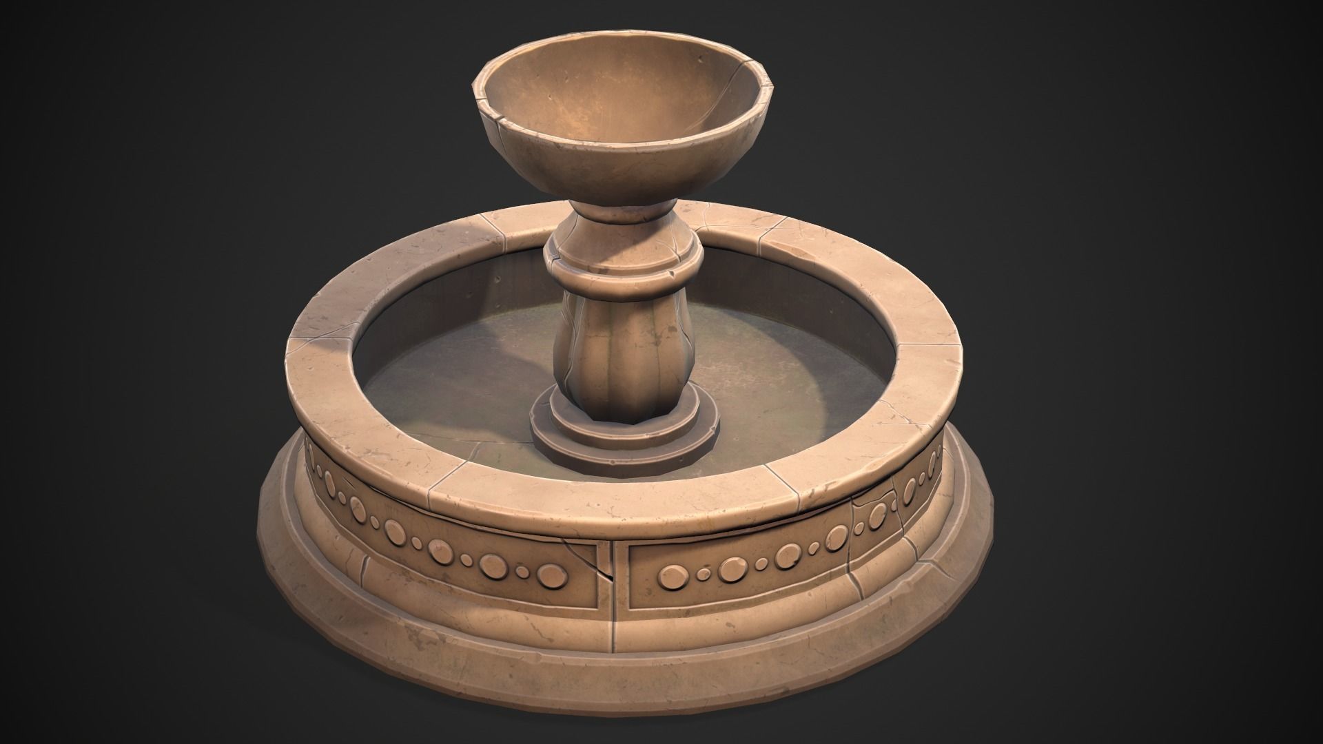 Stylized fountain Low-poly 3D model_2