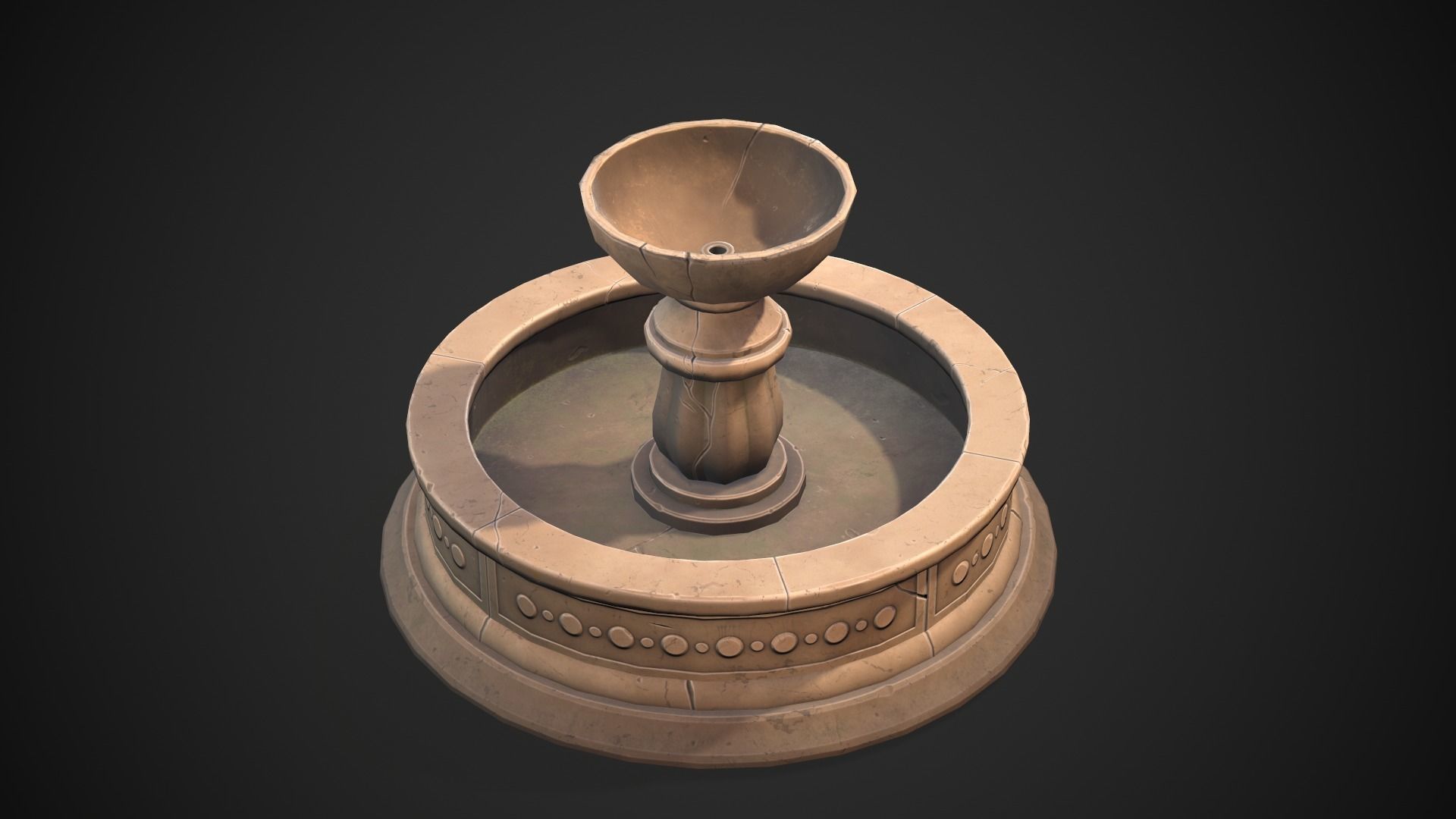 Stylized fountain Low-poly 3D model_10