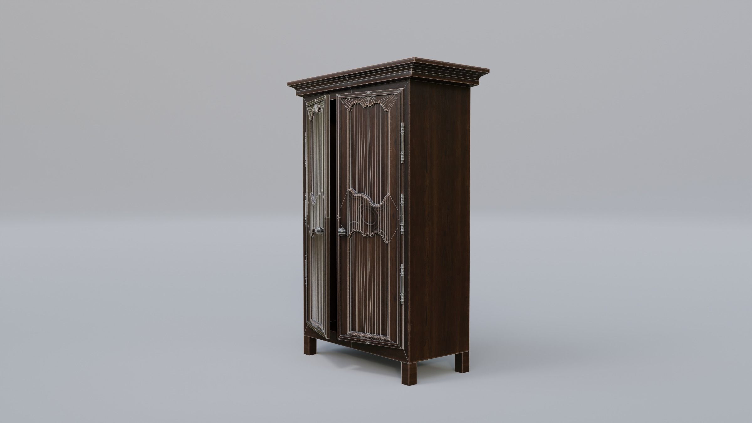 Wardrobe 2 antique cabinet Low-poly 3D model_8
